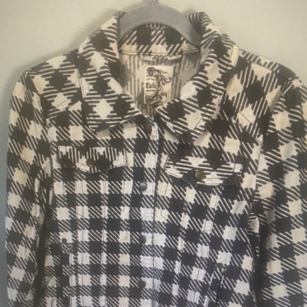 Tulle corduroy Black and white Plaid Jacket